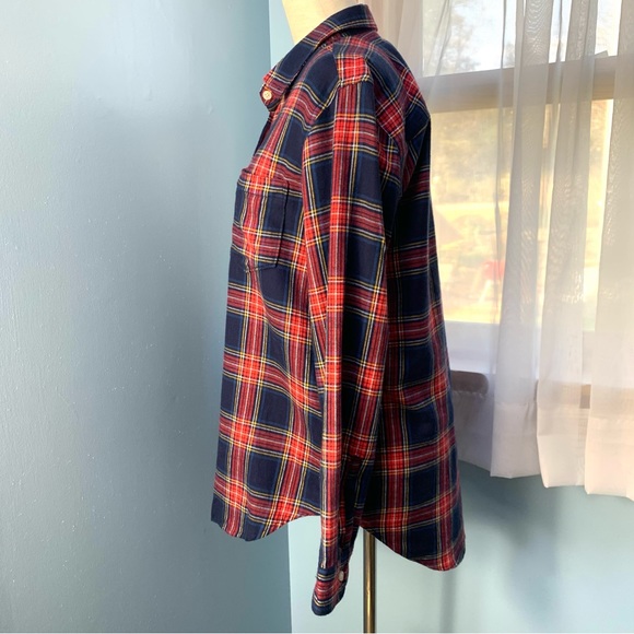 Old Navy Blue Tartan Plaid Classic Flannel Button Down - Picture 3 of 8